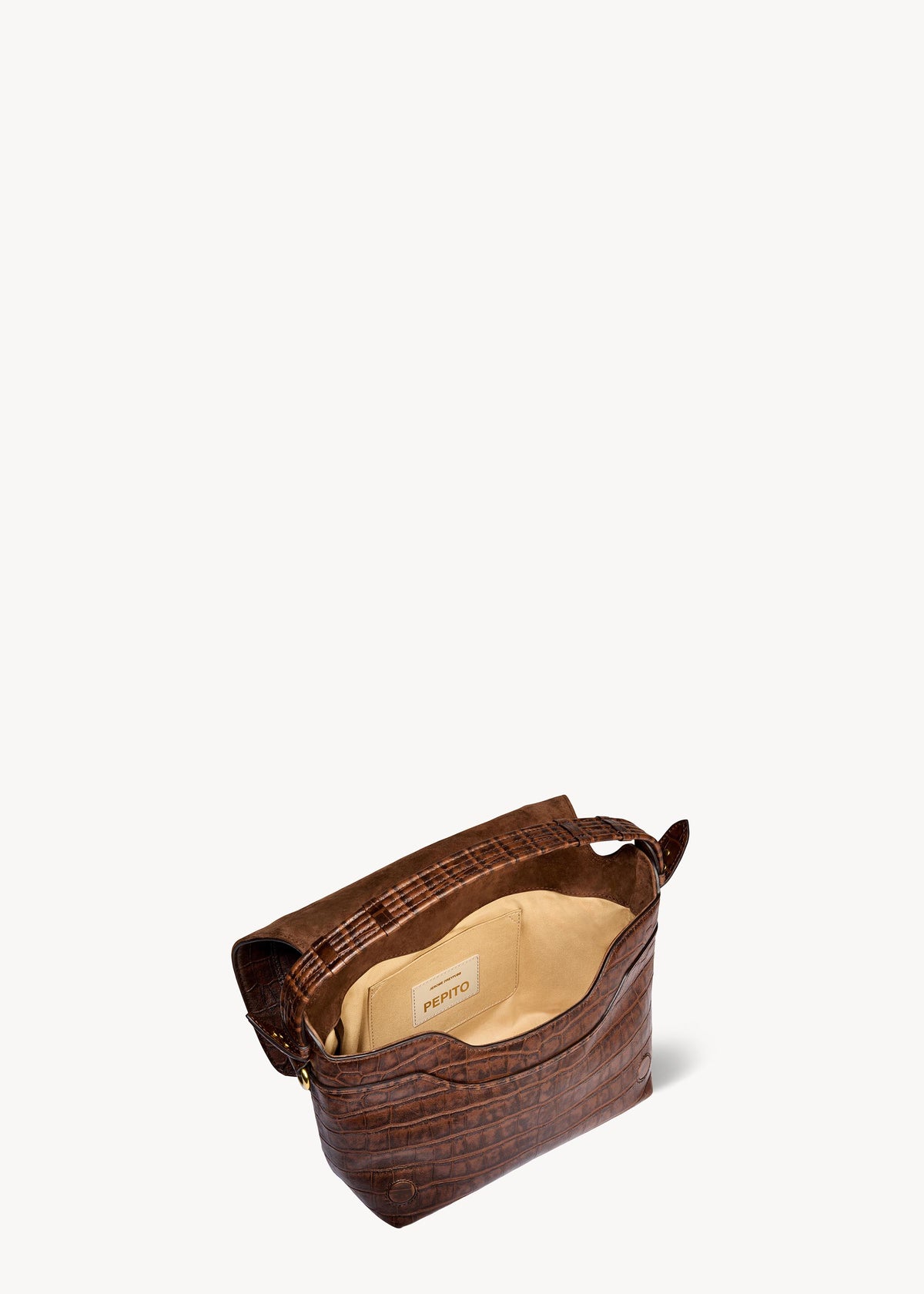 Sac Pepito M Mouton Imprimé Croco Cigare
