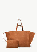 Sac Cabas Léon L Croûte Velours Caramel
