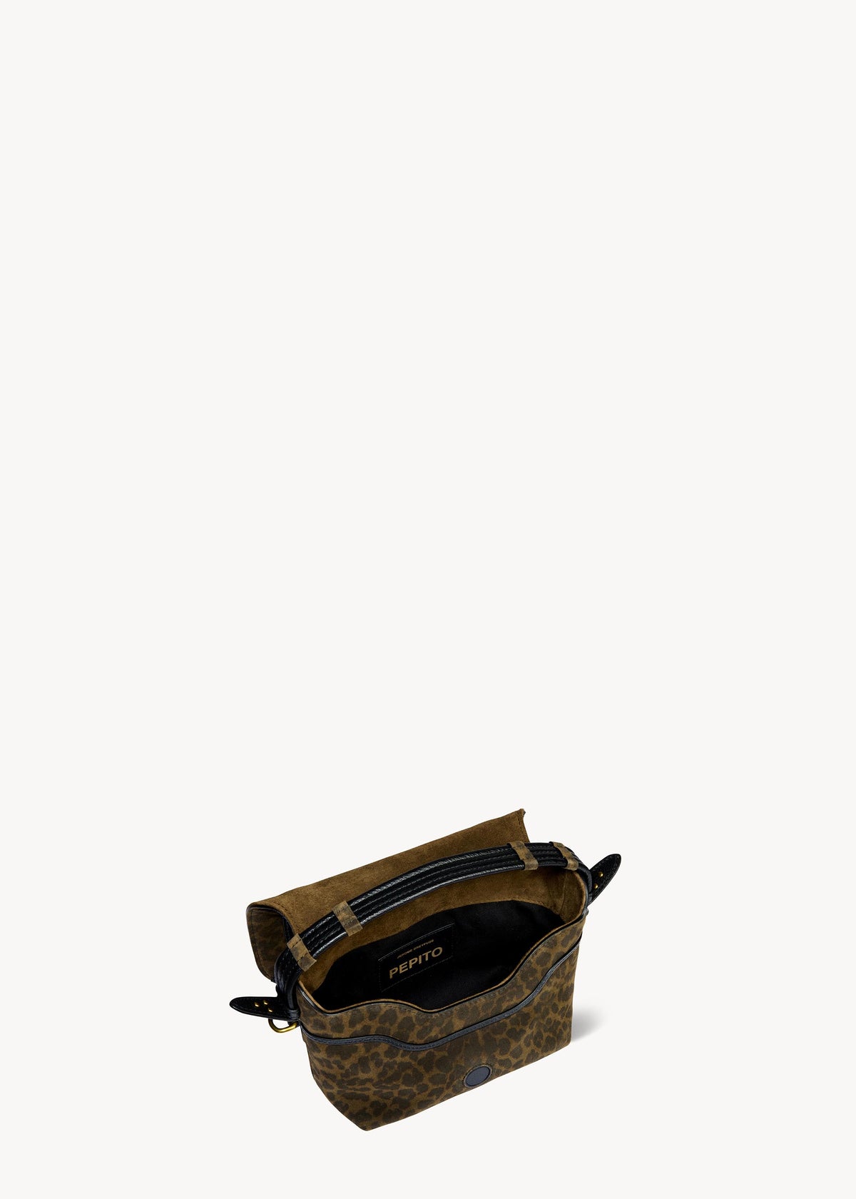 Sac Pepito S Croûte Velours Imprimé Léopard kaki