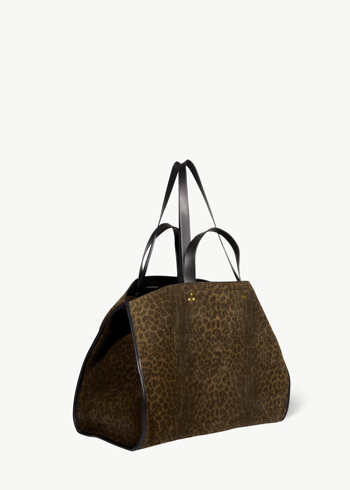Sac Cabas Léon L Croûte Velours Imprimé Léopard kaki