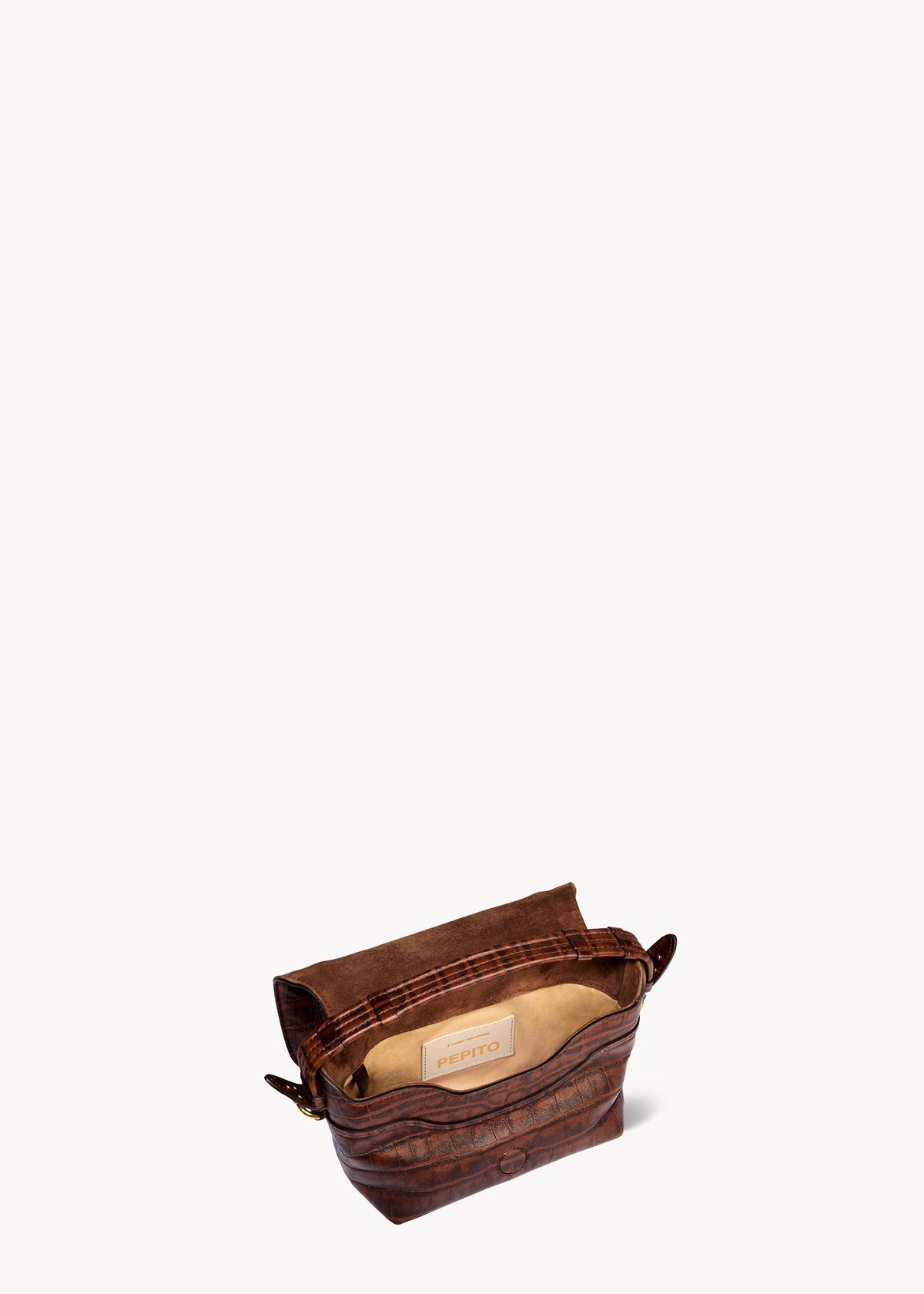 Sac Pepito S Mouton Imprimé Croco Cigare