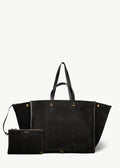 Sac Cabas Léon L Croûte Velours Noir