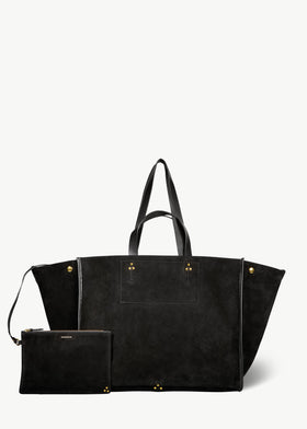 Léon L Tote bag Noir Split Suede