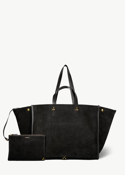 Sac Cabas Léon L Croûte Velours Noir