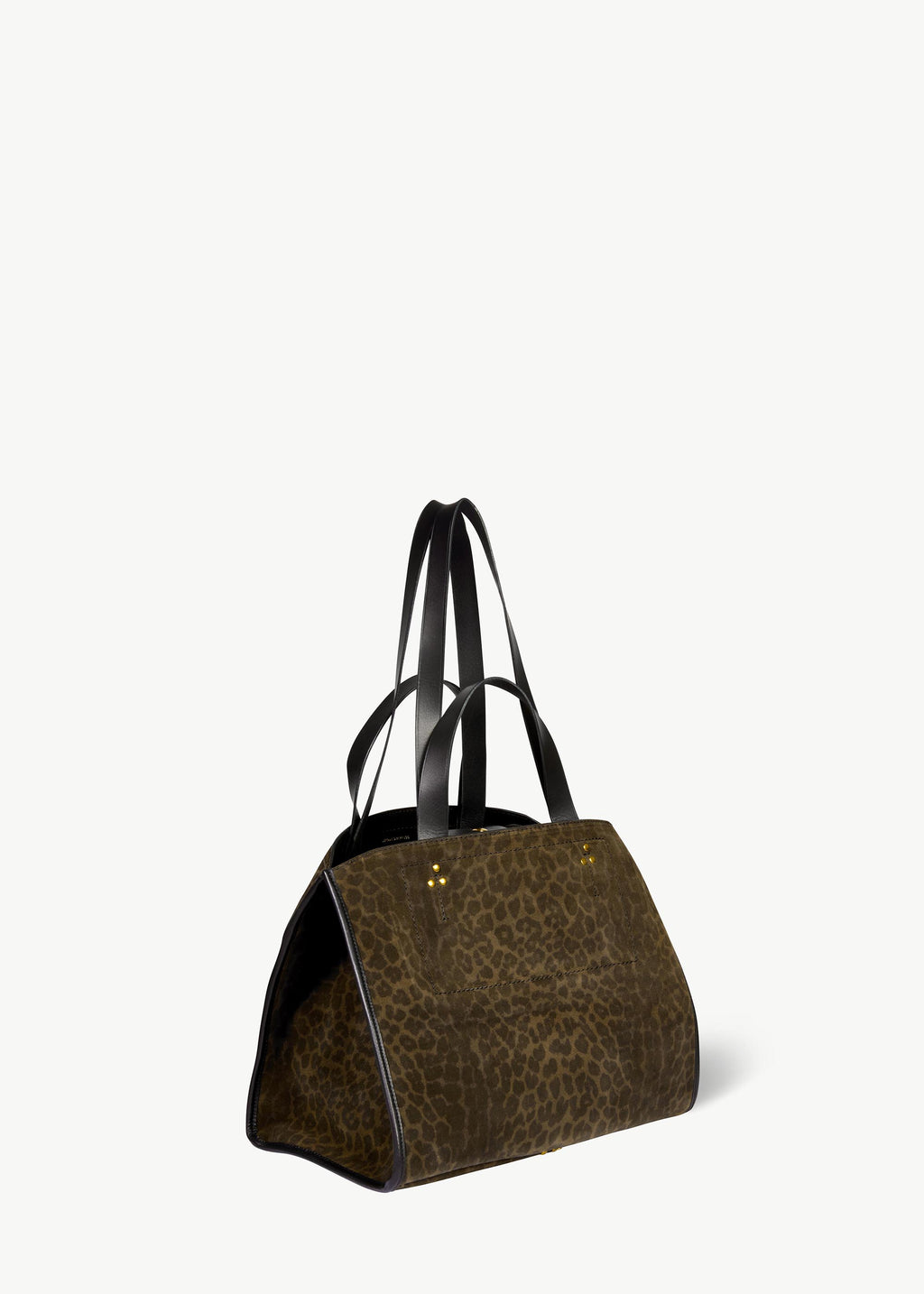 Sac Cabas Léon M Croûte Velours Imprimé Léopard kaki