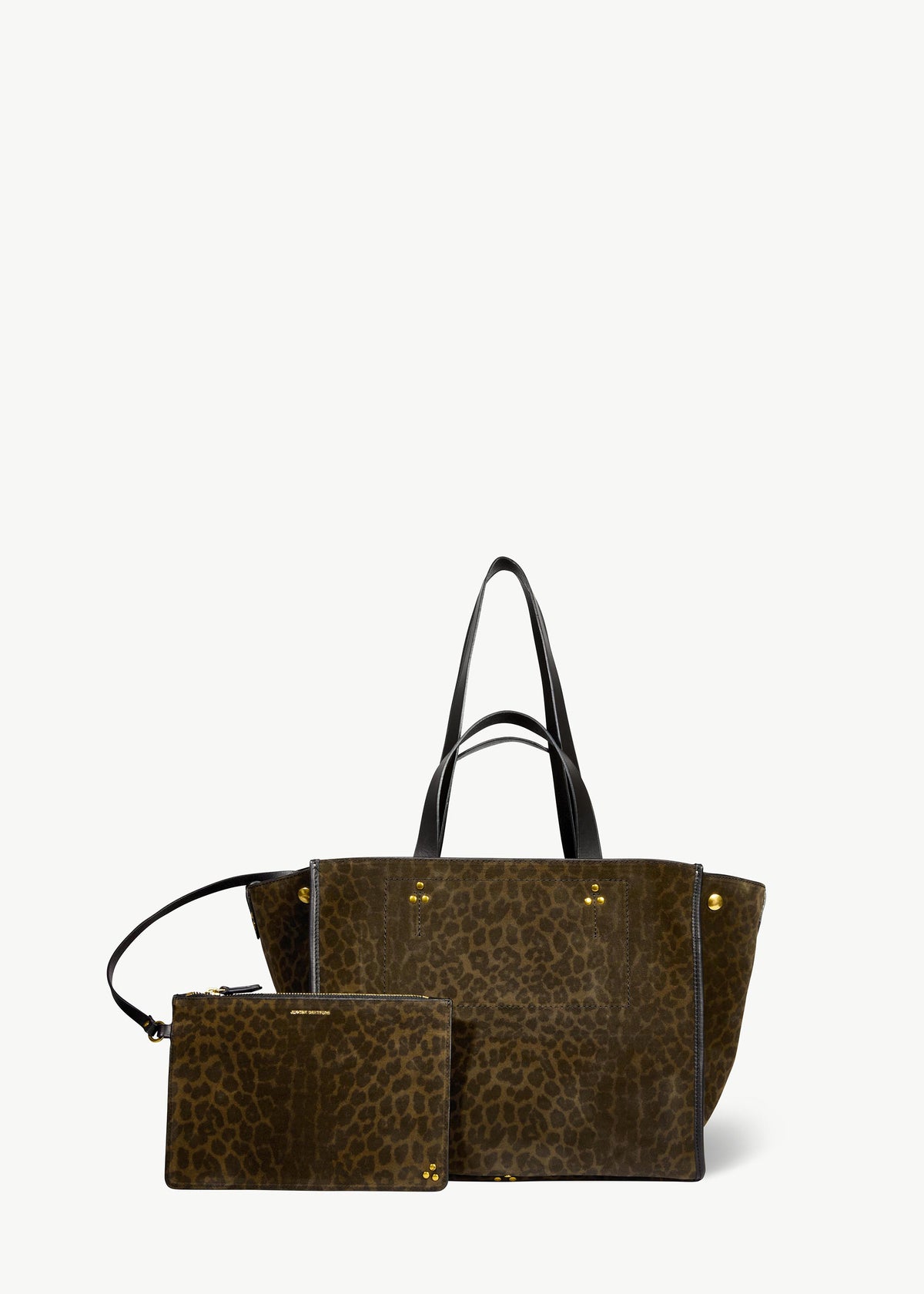 Sac Cabas Léon M Croûte Velours Imprimé Léopard kaki