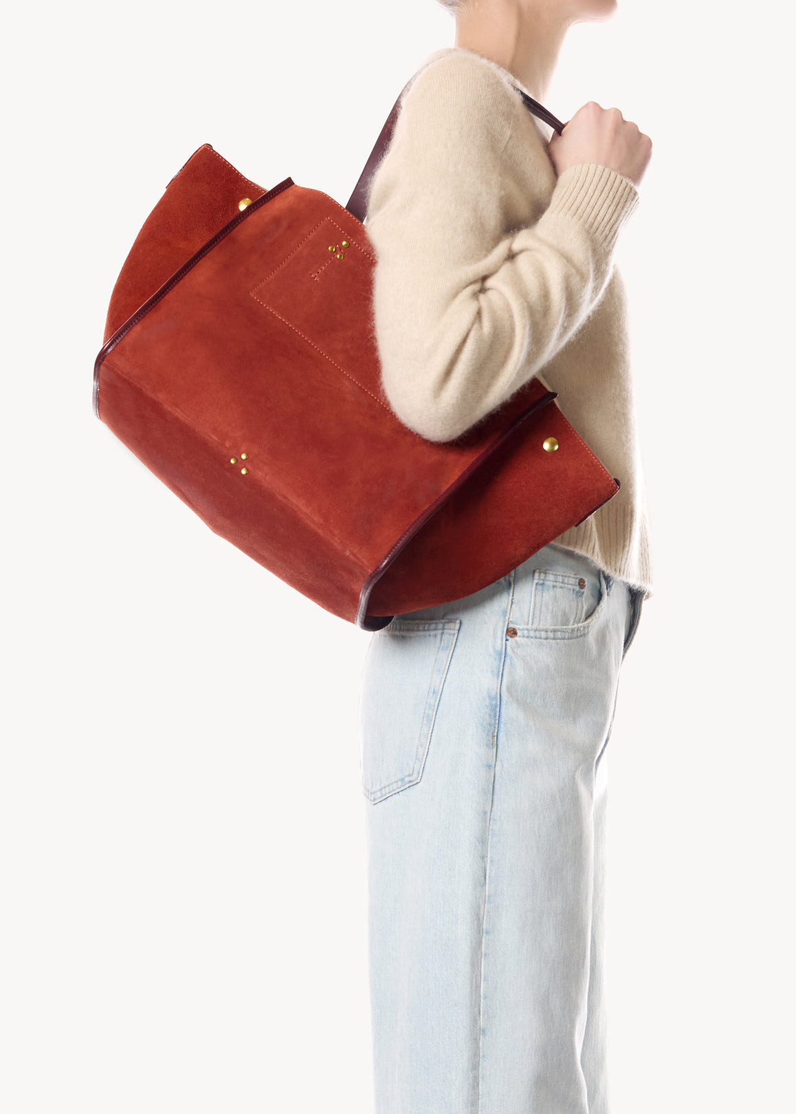 Sac Cabas Léon M Croûte Velours Rouille