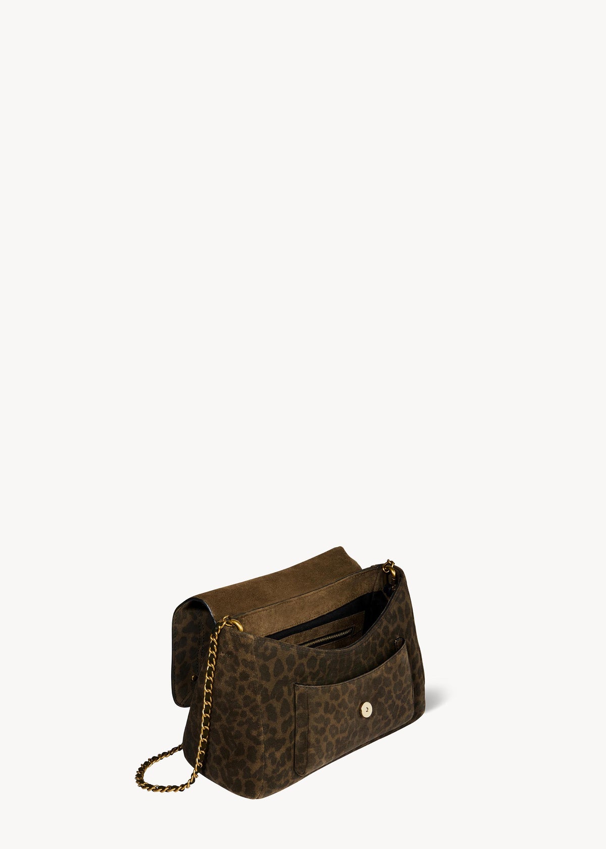 Lulu M Croûte Velours Imprimé Léopard Kaki