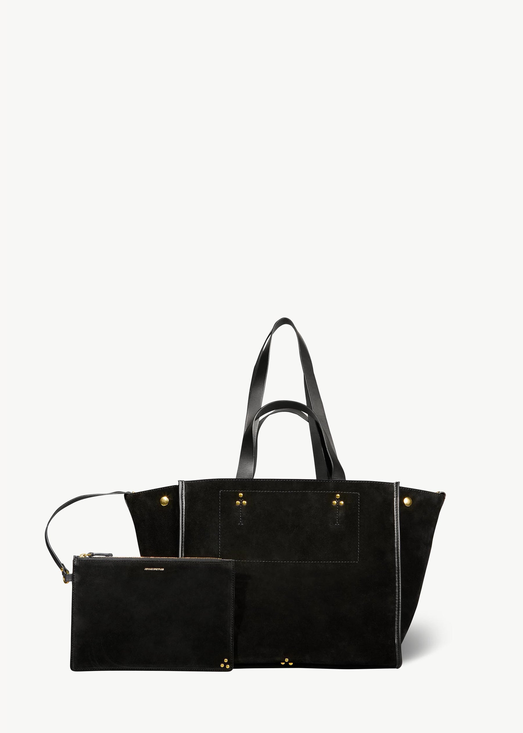 Sac Cabas Léon M croute velours Noir