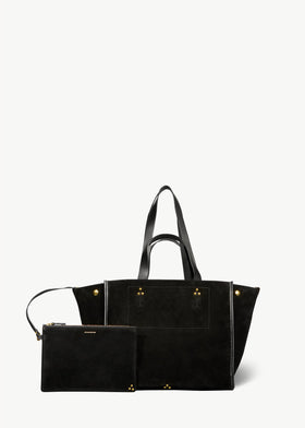 Sac Cabas Léon M croute velours Noir