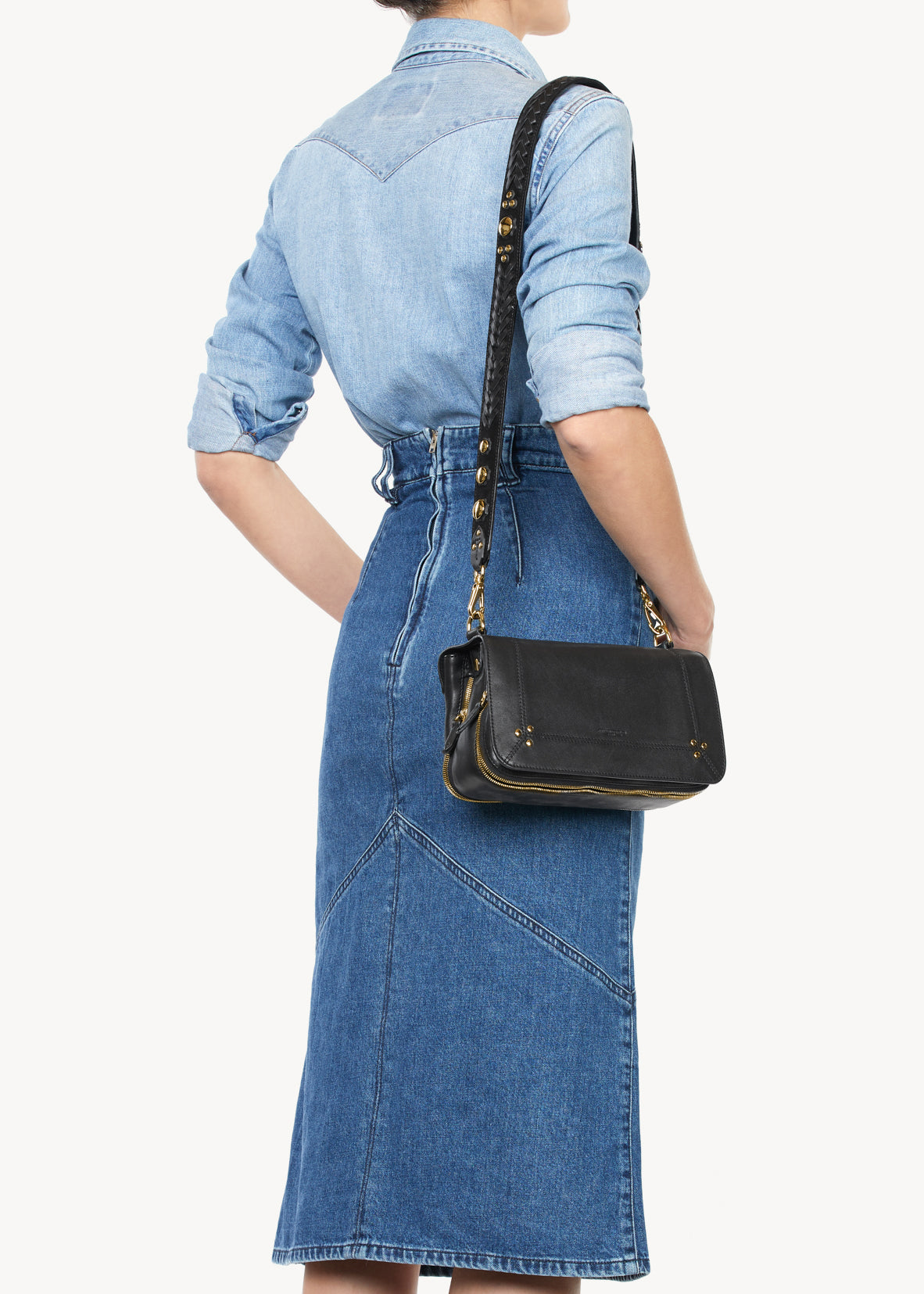Bandouliere Gaucho Croûte Velours Noir Brass