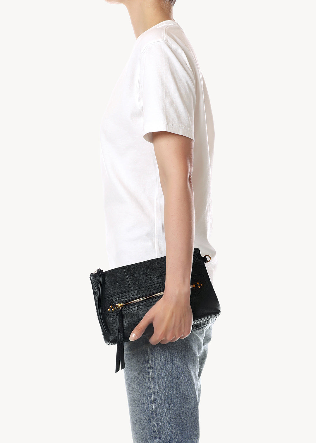 Pochette Lucky Clutch Buffle Noir Brass