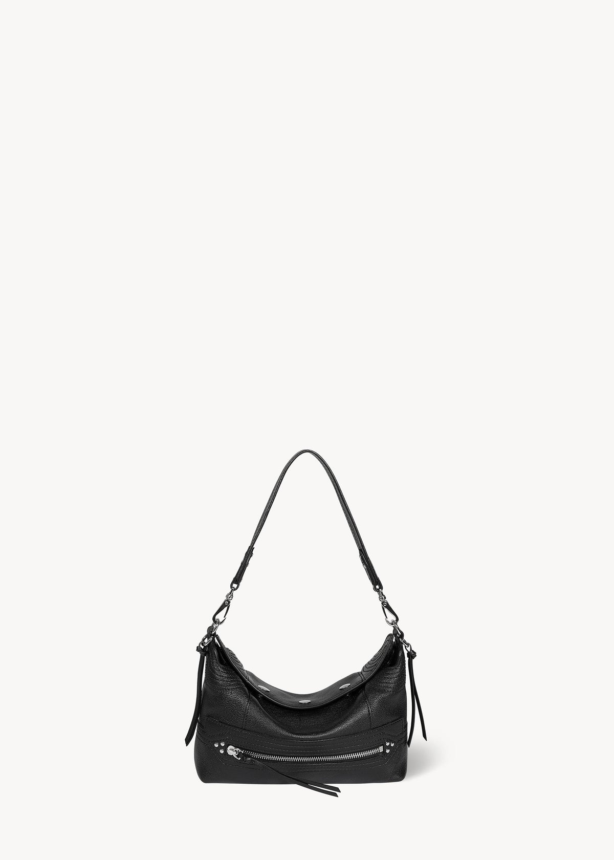 Sac Lucky Hobo Small buffle Noir Silver