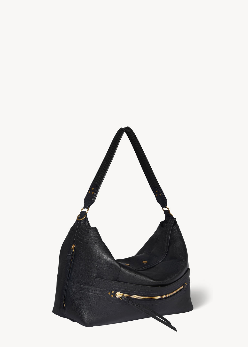 Sac Lucky Hobo Large buffle Noir Brass