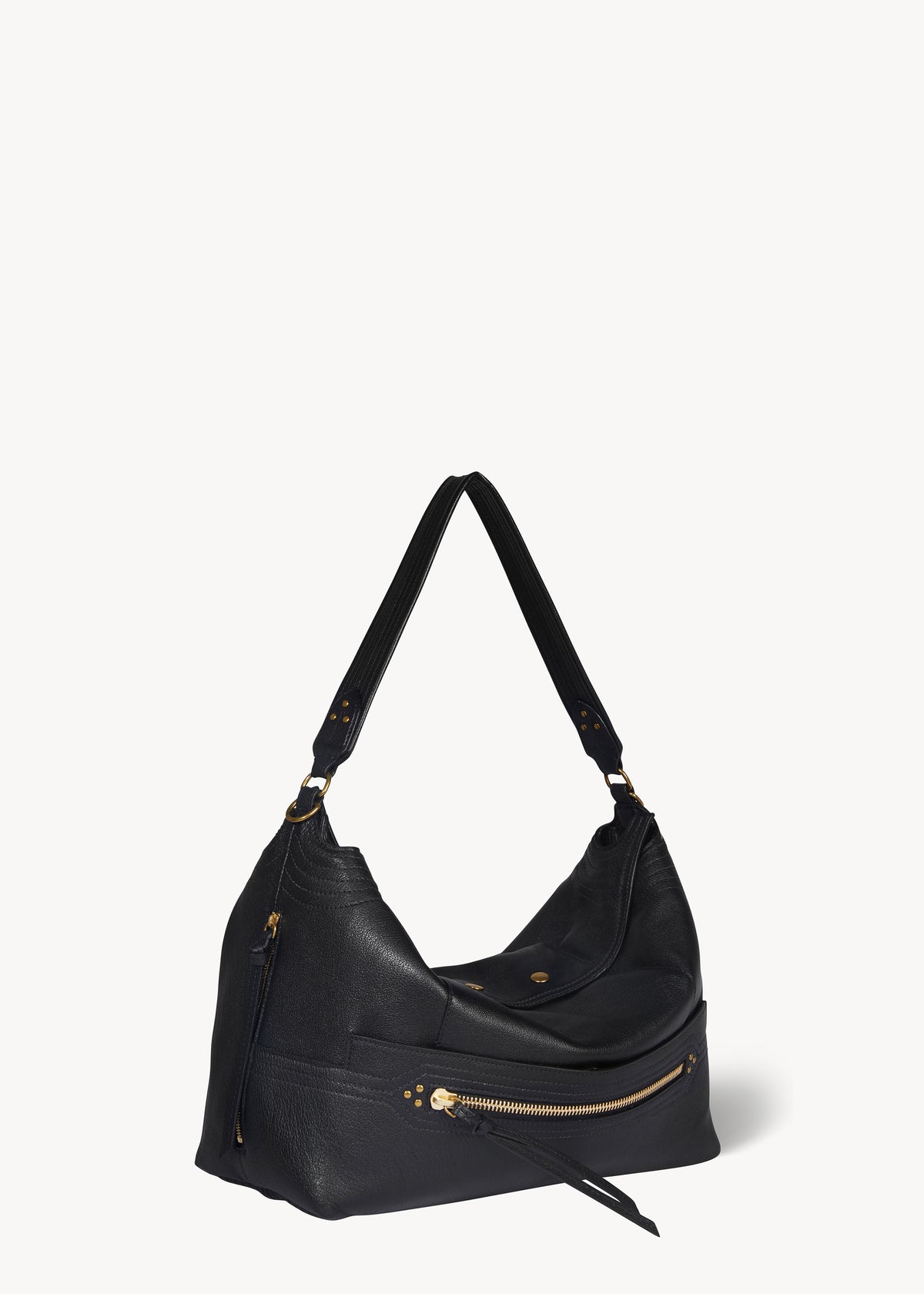 Sac Lucky Hobo Large buffle Noir Brass