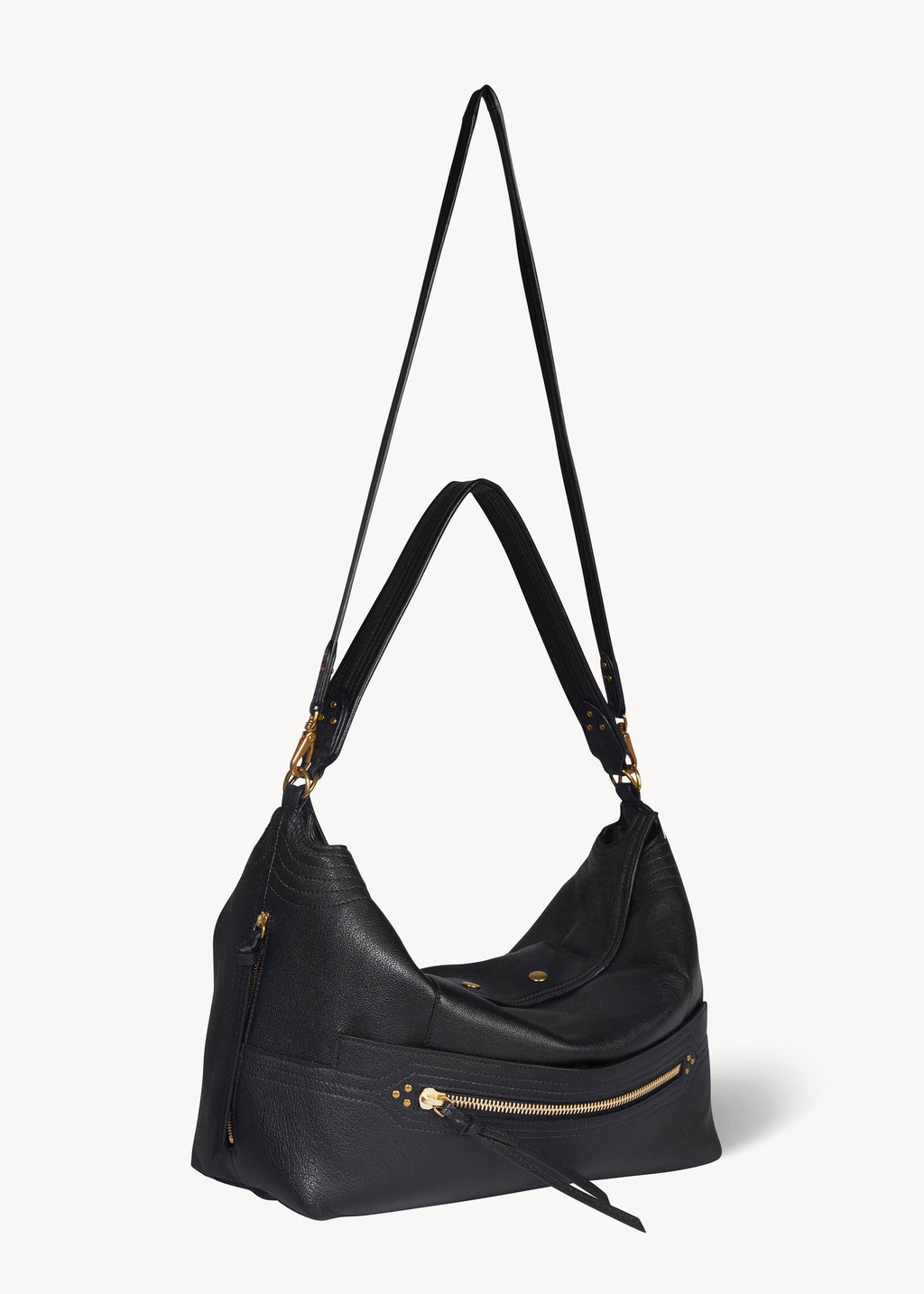 Sac Lucky Hobo Large buffle Noir Brass