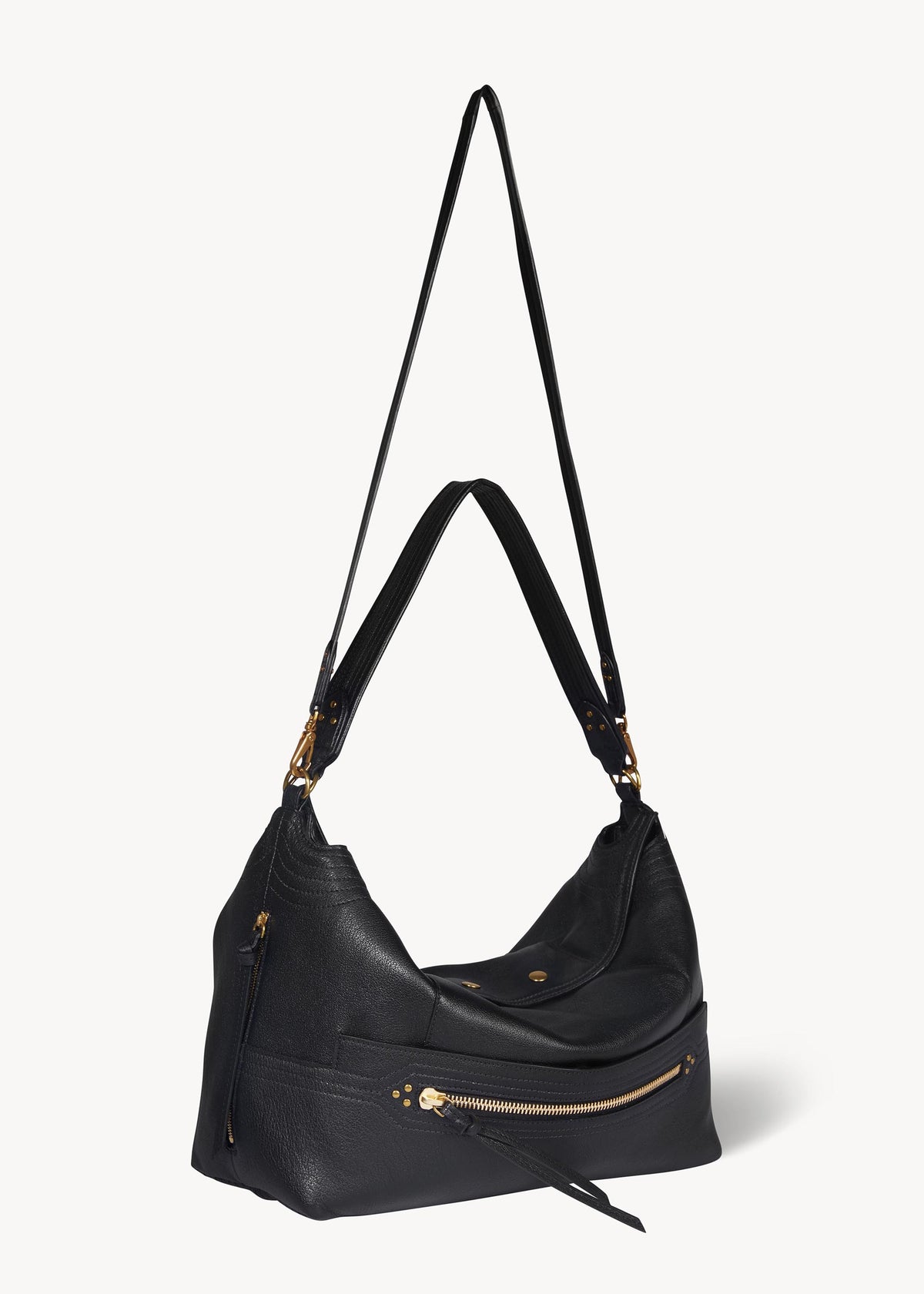Sac Lucky Hobo Large buffle Noir Brass