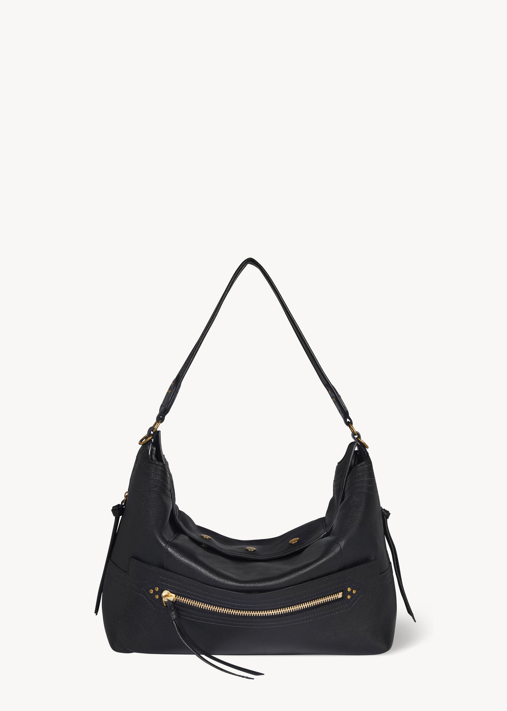 Sac Lucky Hobo Large buffle Noir Brass