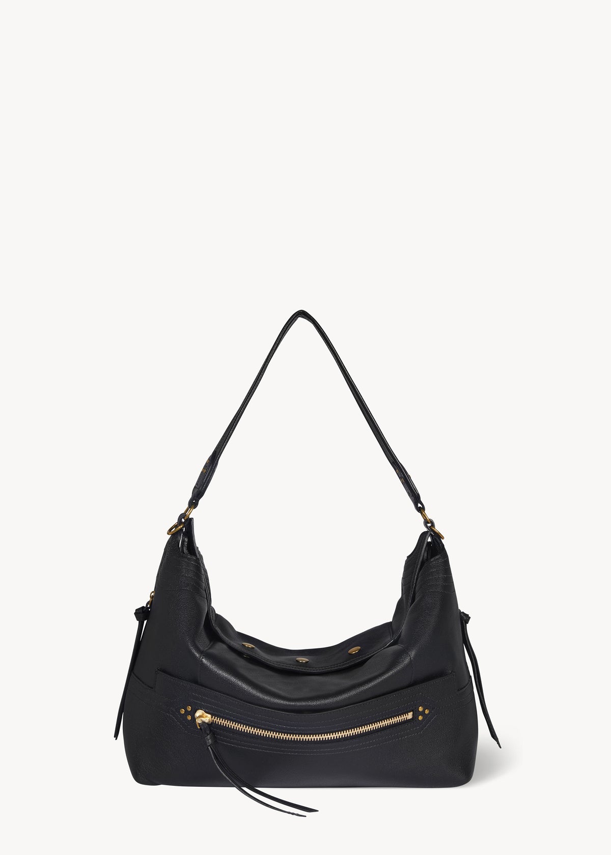 Sac Lucky Hobo Large buffle Noir Brass