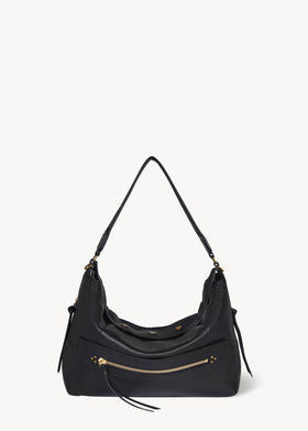 Sac Lucky Hobo Large buffle Noir Brass