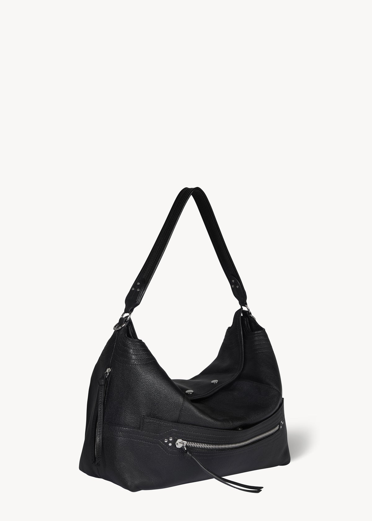 Sac Lucky Hobo Large buffle Noir Silver