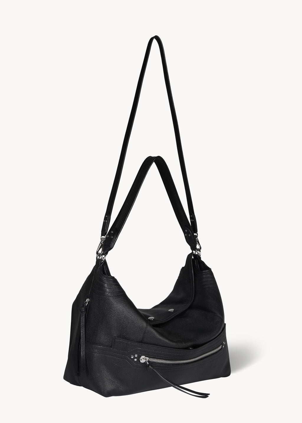 Sac Lucky Hobo Large buffle Noir Silver