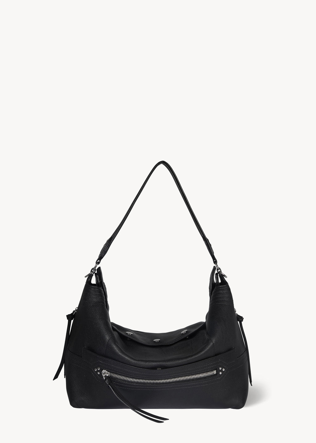 Sac Lucky Hobo Large buffle Noir Silver