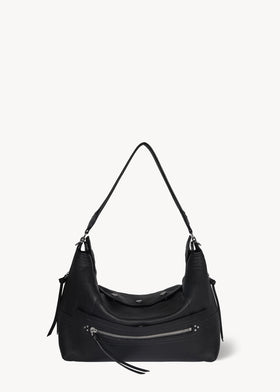 Sac Lucky Hobo Large buffle Noir Silver