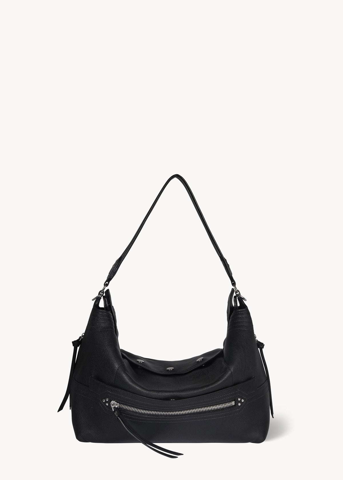 Sac Lucky Hobo Large buffle Noir Silver