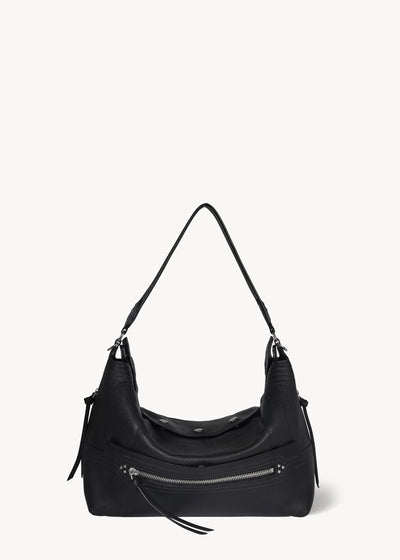 Sac Lucky Hobo Large buffle Noir Silver