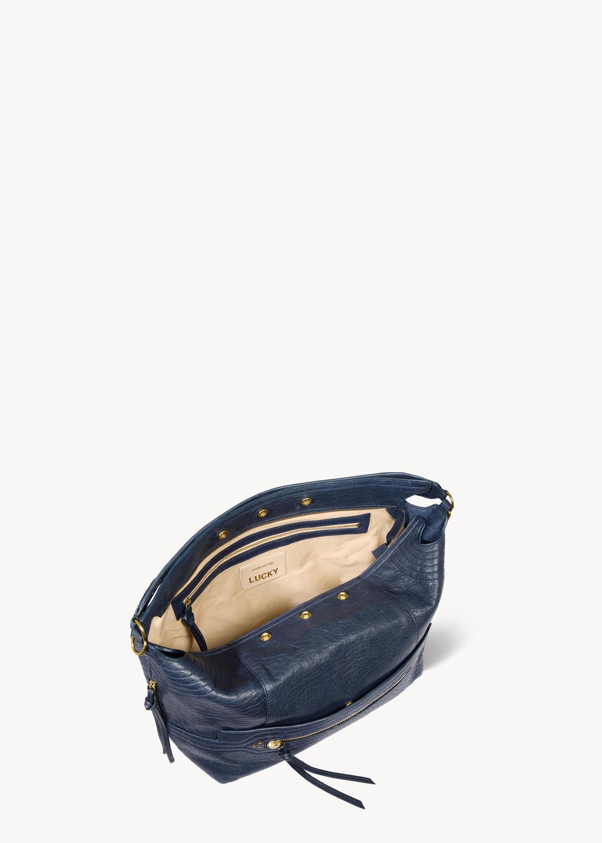 Sac Lucky Hobo Large Agneau Bubble Night Blue