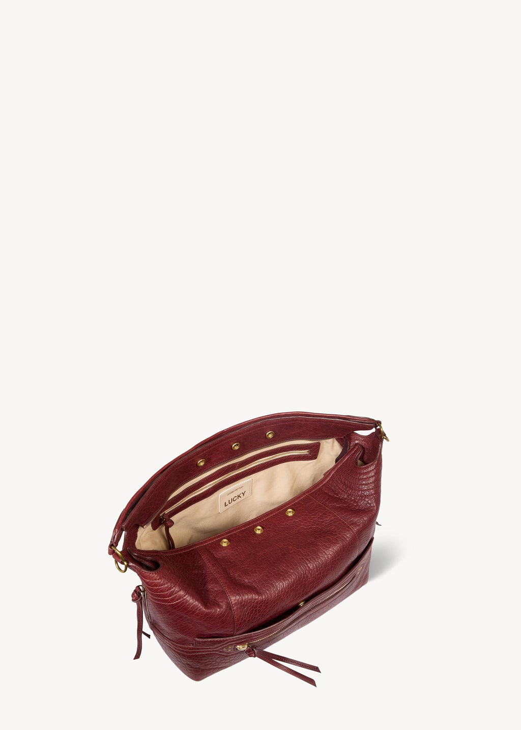 Sac Lucky Hobo Large Agneau Bubble Burgundy
