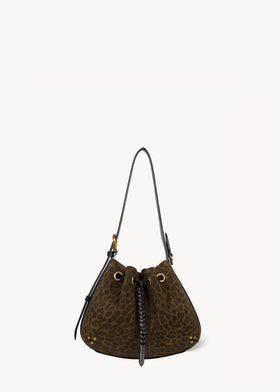 Andy Bag Imprimé Léopard kaki Split Suede