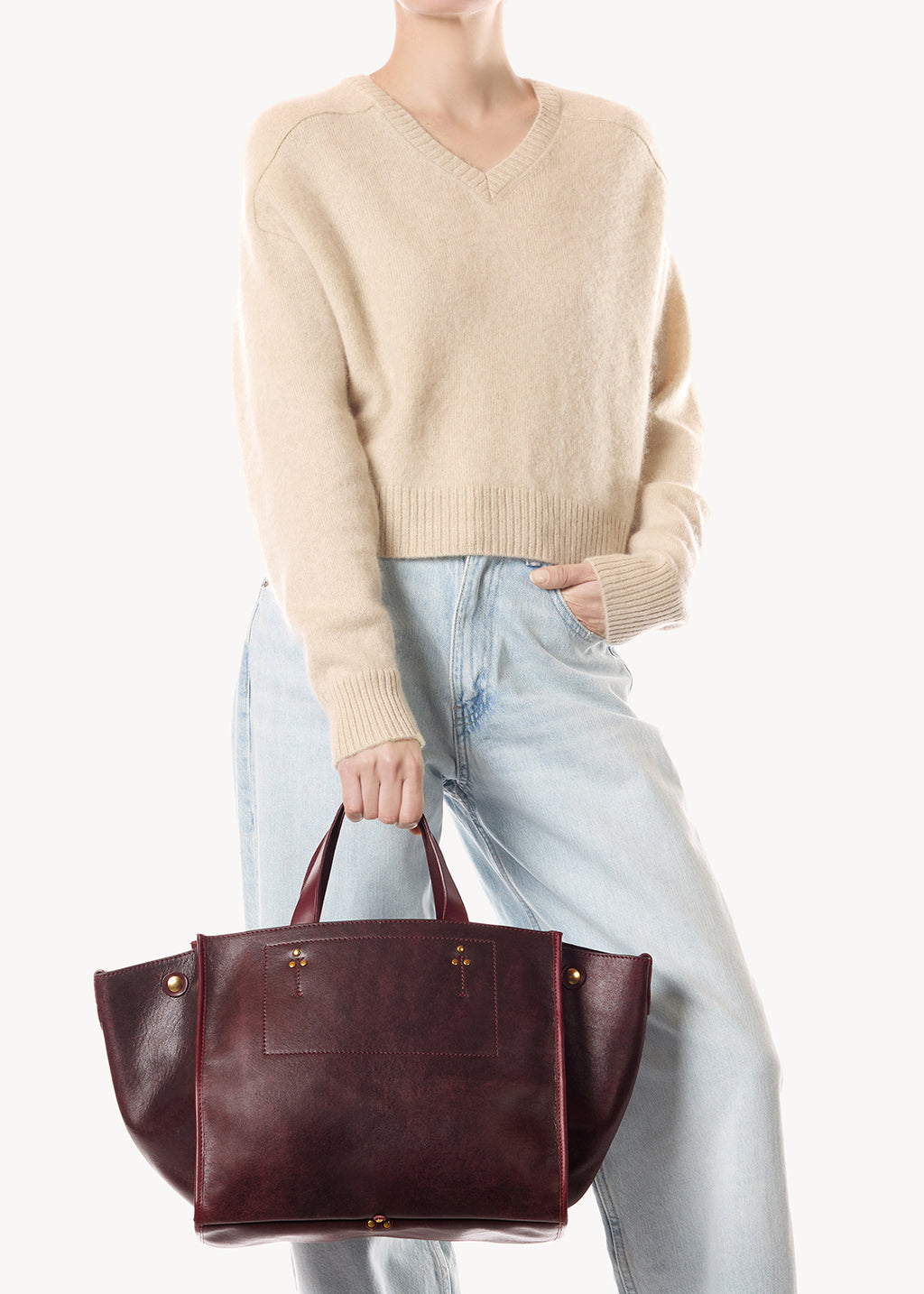 Sac Cabas Léon M Agneau Bordeaux used