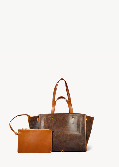Léon M Shopper-Tasche Marron used Lammleder